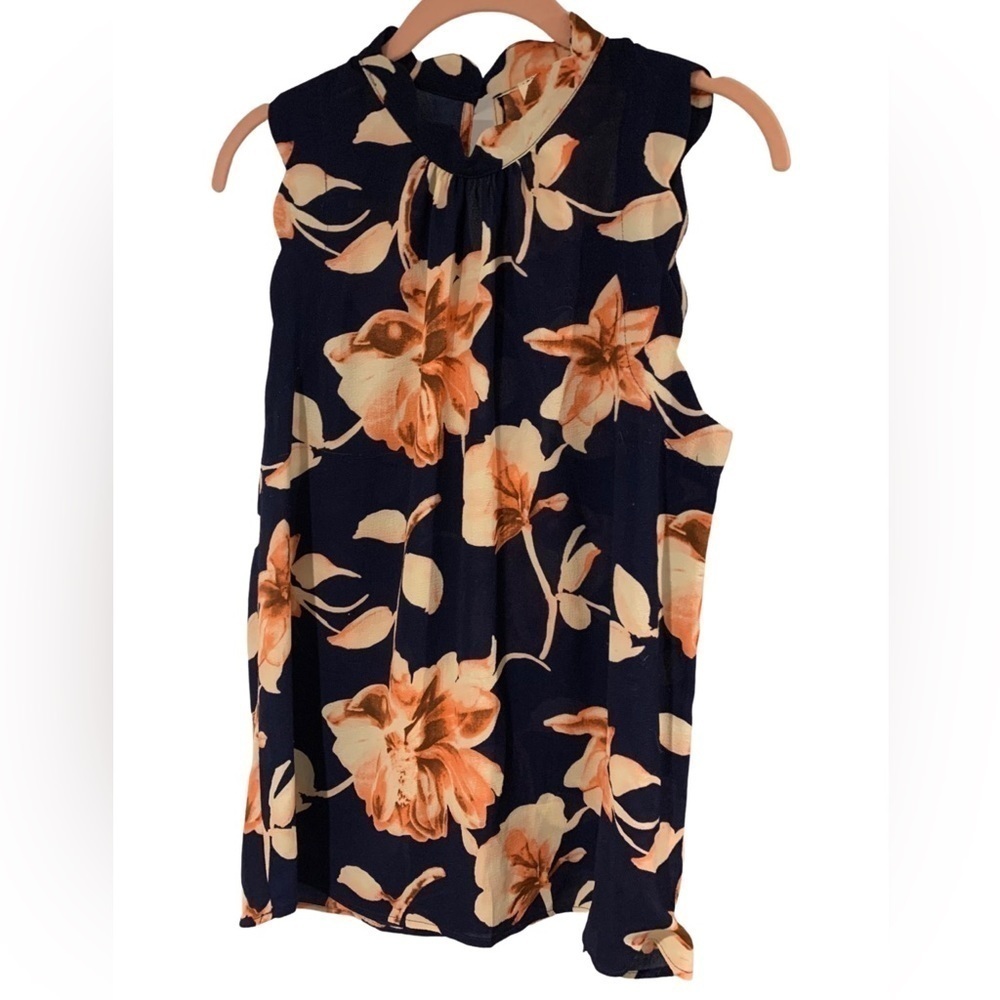 aith and Joy Sleeveless High Collar Button Back Blouse
